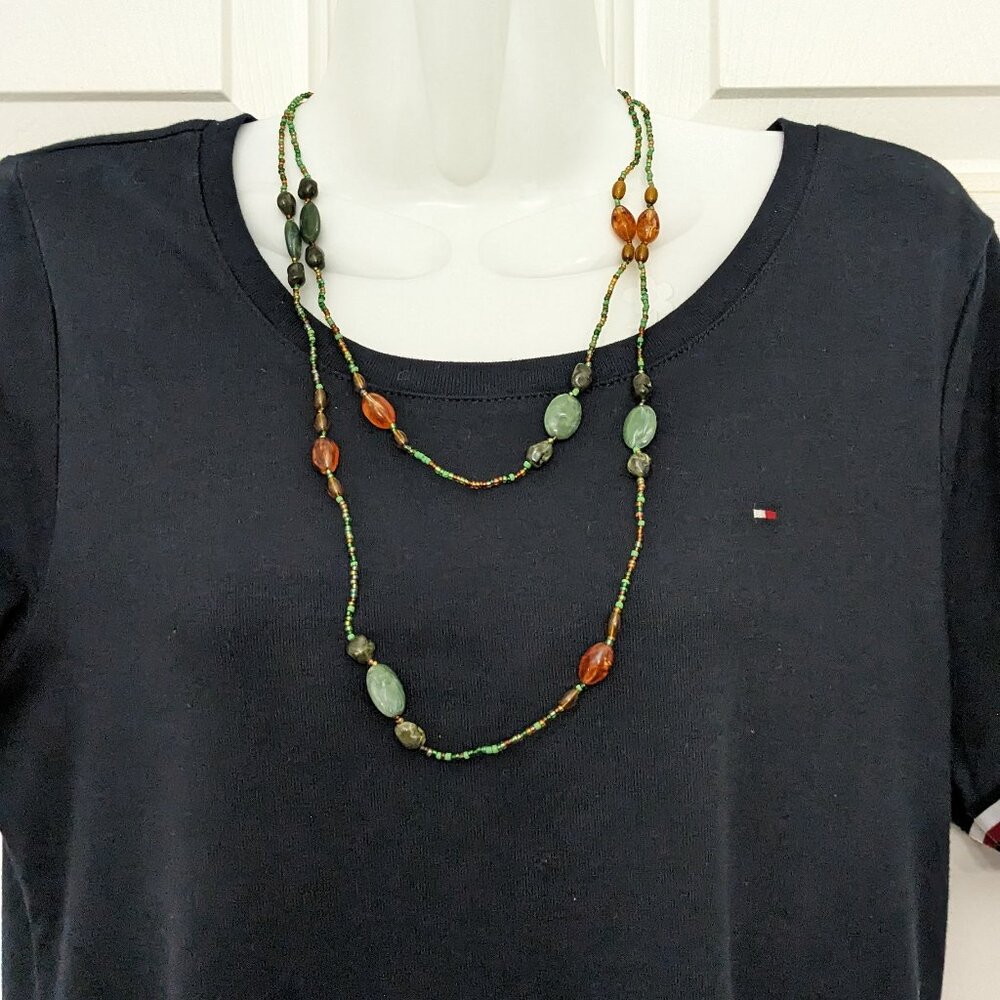 2 Necklace Long Shell Multi-Strad Statement 51 Inch